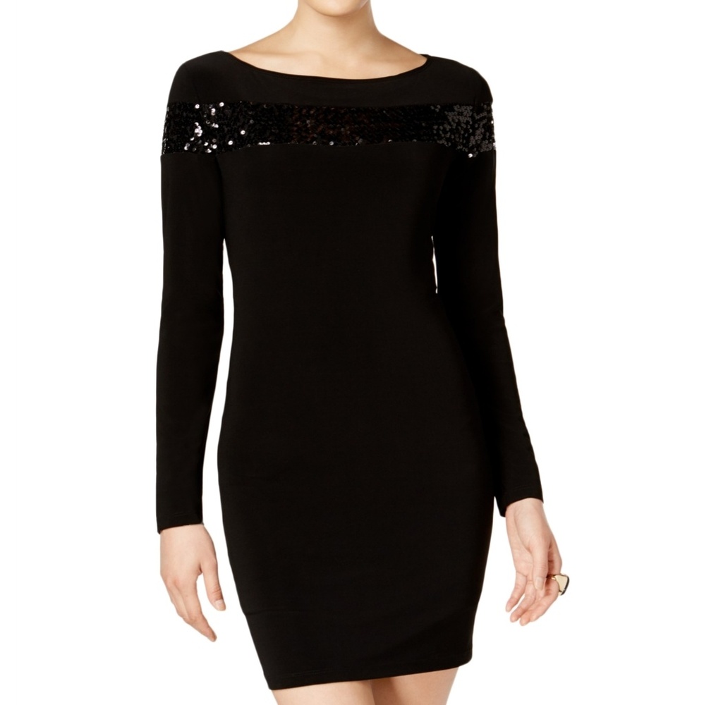 NWT Sequin Bodycon Black Mini Dress!